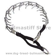 Dog pinch collar with nylon loop and quick release buckle