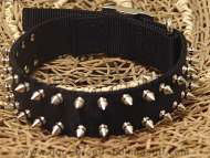 Black Nylon Spiked Dog Collar-Handcrafted collar Black Nylon Spiked Dog Collar-Handcrafted collar