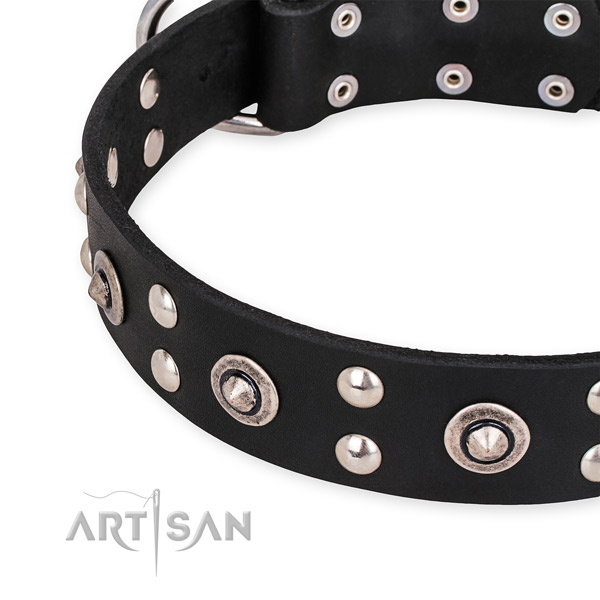 Full grain genuine leather collar with strong hardware for your lovely dog