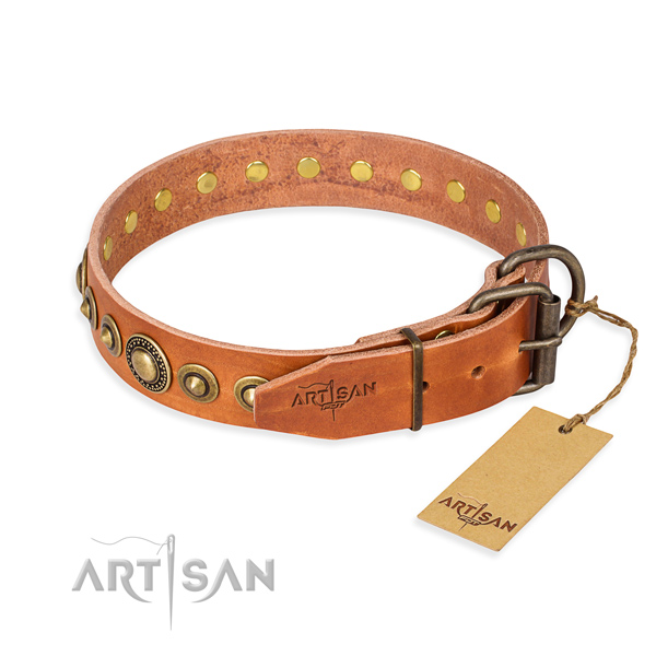 Soft to touch full grain leather dog collar created for comfy wearing