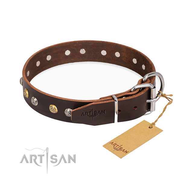 Top rate leather dog collar made for daily walking