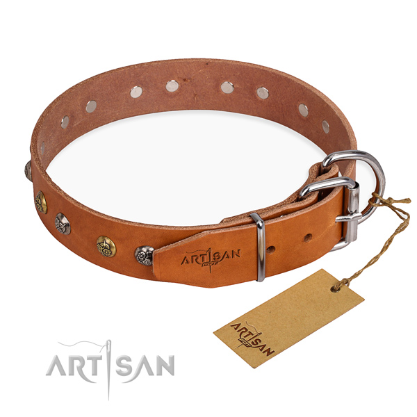 Top notch full grain genuine leather dog collar crafted for daily use