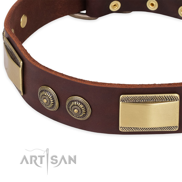 Stylish design full grain leather collar for your lovely four-legged friend