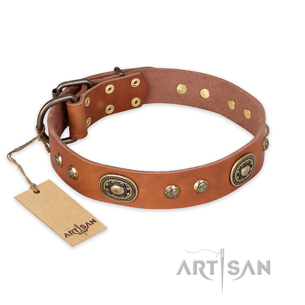 Exquisite leather dog collar for handy use
