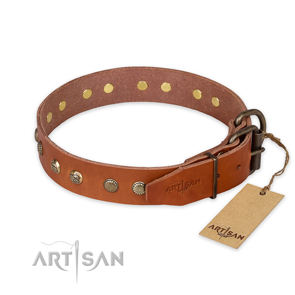 Strong buckle on full grain natural leather collar for your lovely doggie