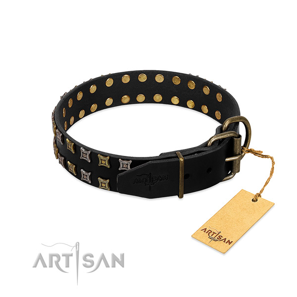 Top notch leather dog collar handcrafted for your doggie