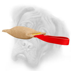 Jute Bullmastiff bite tug with a nylon loop