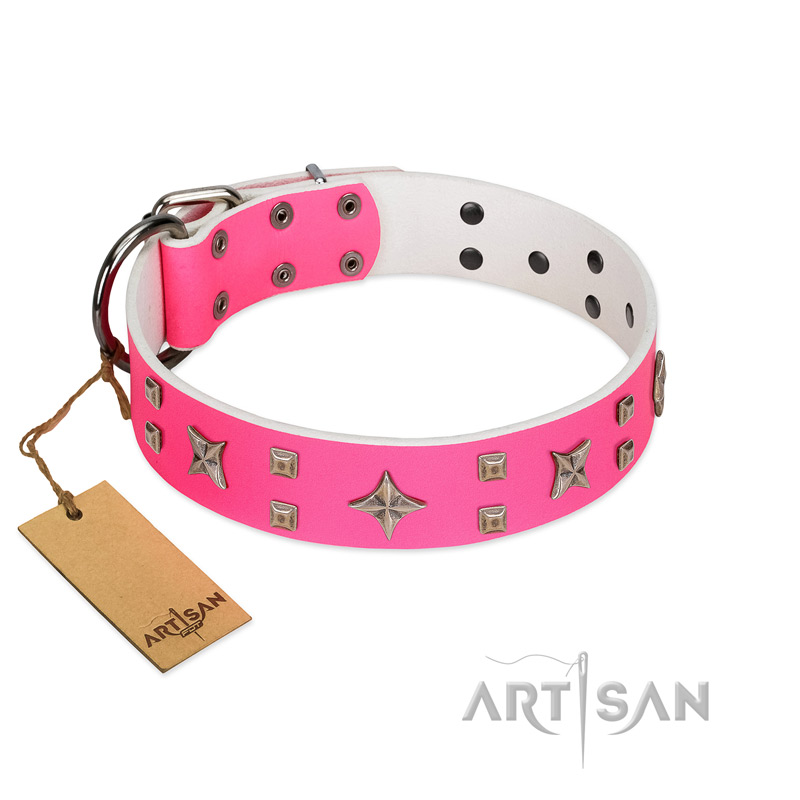 Pink Star Luxury Dog Collar – Mixed Breed